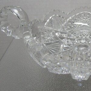 Imperial Glass Nappy Bowl Dish W/Handle Sawtooth Stars NUCUT Clear 6 Inches EAPG